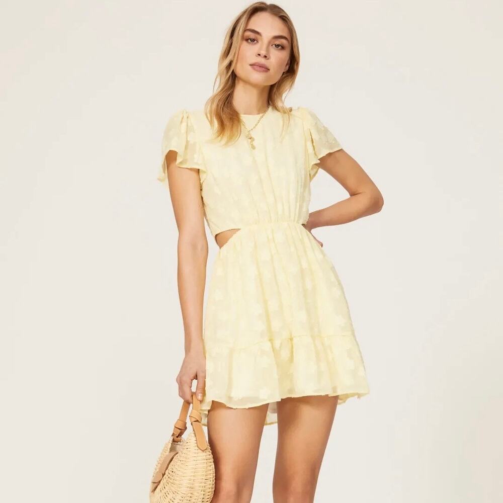 SHOW ME YOUR MUMU Merritt Cutout Mini Dress Butter Yellow Large L